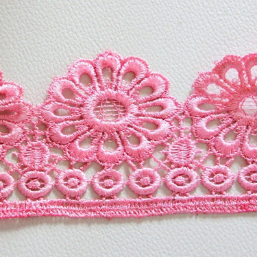 Pink Embroidery Cotton Floral Lace Trims, Indian Laces, Indian Trims